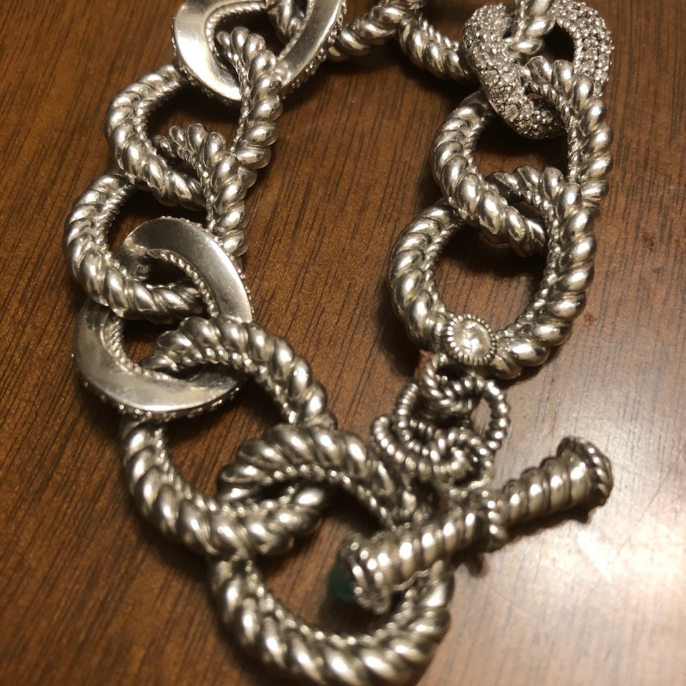 Sterling Judith Ripka chain bracelet with diamonique and gemstone accents